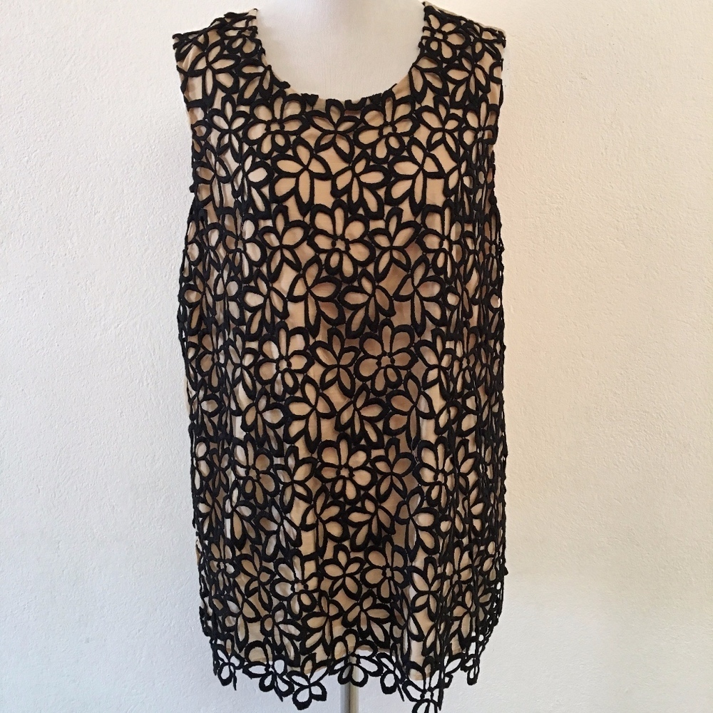 Lela Rose for Target Lace Black Nude Blouse XL